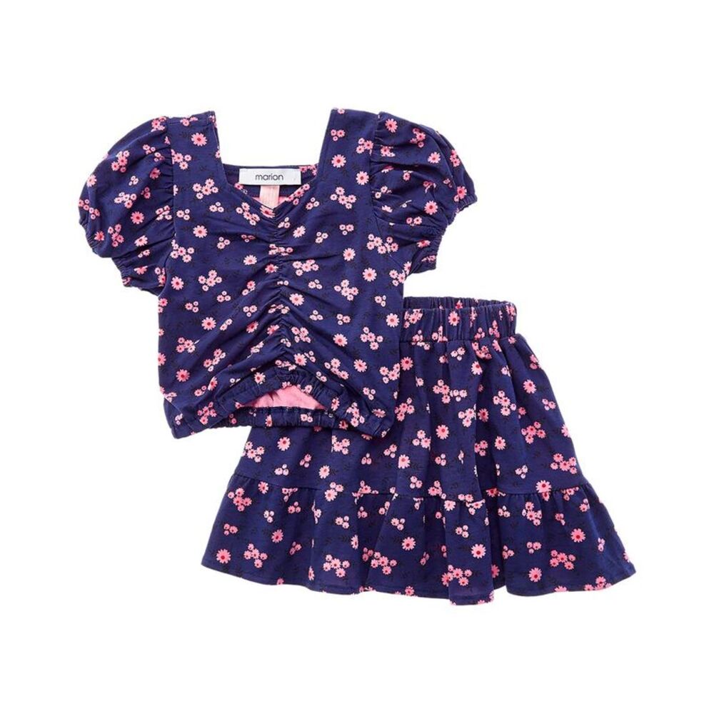 Marion Girls  2Pc Floral Top & Skirt Set